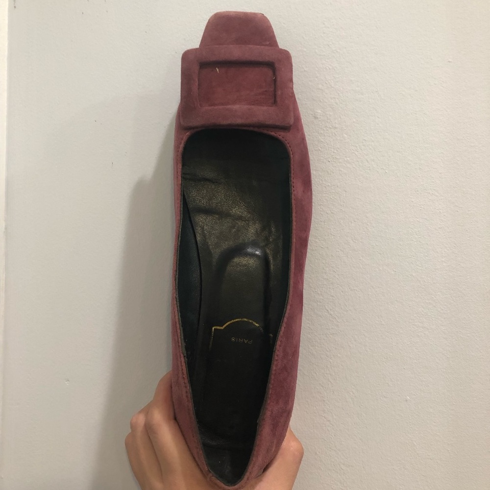 Roger Vivier lavender purple belle square buckle flats